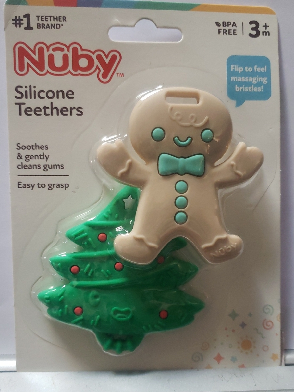 Nuby Silicone Gingerbread Man & Christmas Tree Teethers